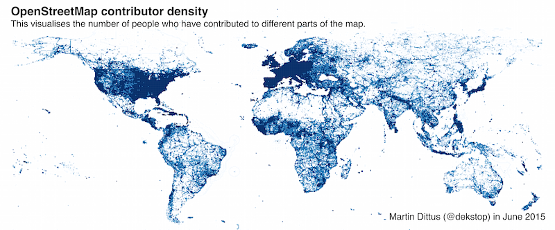 OpenStreetMap contributor density map