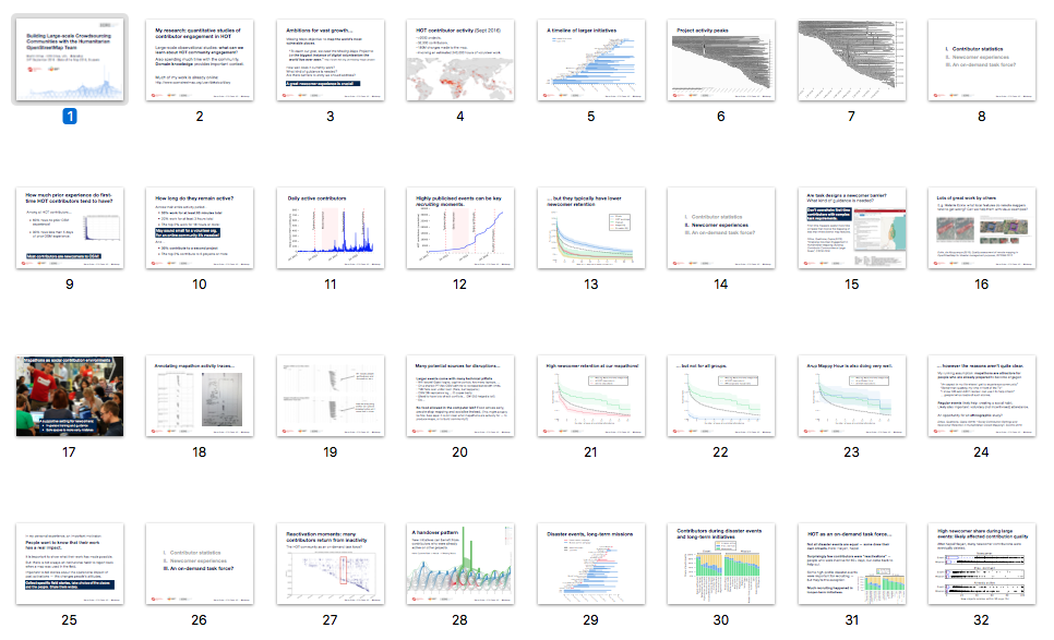 Slides: Building large-scale crowdsourcing communities with the Humanitarian OpenStreetMap Team